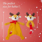 Organic Cotton Stuffed Animal Rattle Baby Toys, Plush Deer Cuddle Cloth and Hand Grip Ring Rattles Plush Toy Set for Newborns Infant Boys Girls, 2 PCS
