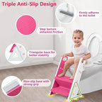 Easy Storage Potty Training Seat with Ladder, Adjustable Step and Toilet Seat Height, Easy-Grip Handles for Climbing, Foldable Portable Toddler Toilet Trainer, Perfect for Small Bathrooms