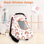 Pea Pod Baby Car Seat Cover Girls, Infant Rainbow Car Seat Covers Canopy for Newborn,2 Layers Windows of Breathable Mesh/Fabric, Lightweight Polyester/Minky Dot Backing, Snug Fit Most Baby Car Seat