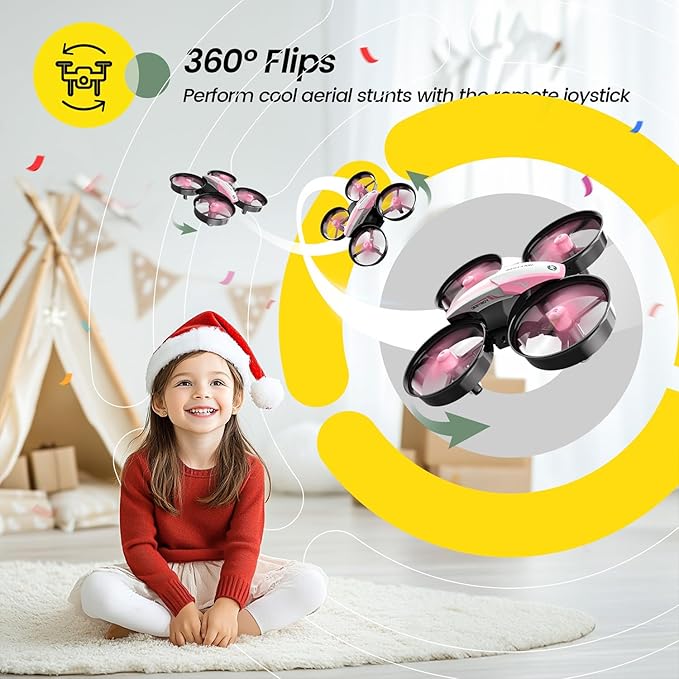 Holy Stone HS210 Mini Drone for Kids 8-12 and Beginners, RC Nano Quadcopter Indoor Drone with Circle Fly, Auto Hovering, 3D Flip, and Headless Mode, Great Gift Toy for Boys and Girls, Pink