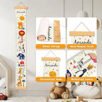 Personalized Name Growth Chart Wall Decor for Kids – Canvas Removable Height Chart Measuring Ruler 59" x 7.9" （Animals）