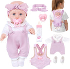12'' Baby Doll Playset with Clothes and Dolls Carrier Accessories Included Baby Carrier, Bottles, Nipple, Socks, Headbands