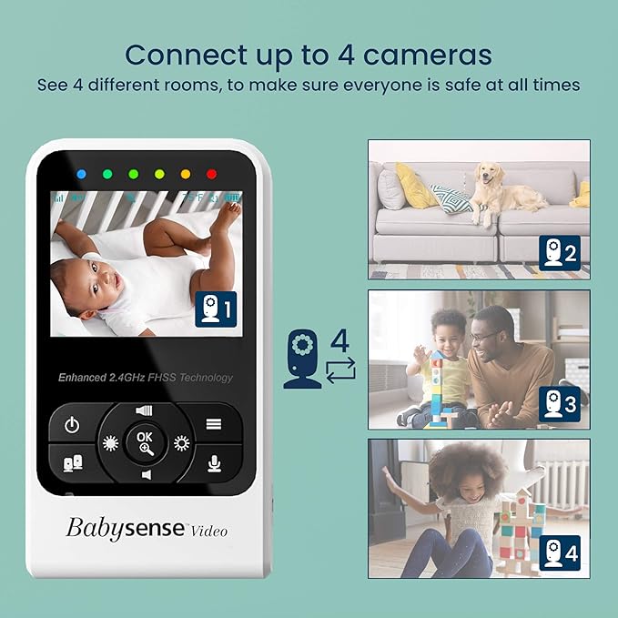 Babysense Video & Breathing Movement Monitor - Video Baby Monitor with Breathing Motion Detection & Alerts Bundle Pack - Video Monitor V24R with Babysense 7 Under-The-Mattress Sleep Monitor