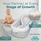 Inflatable Baby Bathtub Complete Set – Portable Non-Slip Baby Bath Tub with Newborn Cushion, Floating Thermometer, 3 Bath Toys & Air Pump, Safe Bath for Boys & Girls Age 0–3 Years