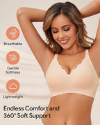 HBselect 3Pack Nursing Bras for Breastfeeding Seamless Scalloped Maternity Bras for Pregnancy Ultra Comfort Sleep Bras