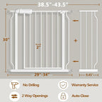 Baby Gate for Doorways Stairs Hallway 38.5 to 43.5 Inch Wide, Walk Through Child Gates with Pressure Mounted Extention Kit, Indoor Safety Child Gates for Kids or Pets