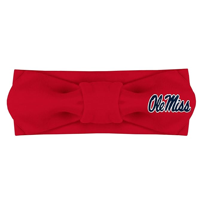Creative Knitwear Ole Miss Rebels Infant Girls Red Solid Hair Knot Headband Embroidered Logo - Size Newborn - 4T