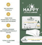 Happy Little Camper Natural Flushable Wipes - Hypoallergenic & Chlorine-Free Wet Wipes with Aloe Vera, Chamomile and Pomegranate Extract - Unscented Baby Wipes Safe for Sensitive Skin - 50 Count