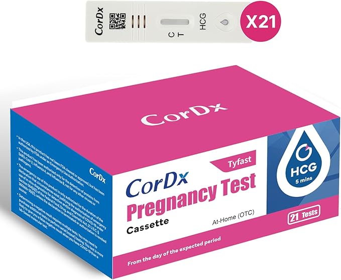 CorDx Early Detection Pregnancy Test Kit, Urine Tests for Easy at Home hCG Level Testing, Tester for Pregnant Women, Clear, Fast and Reliable Result with Over 99% Accuracy, 21 Pack Cassettes