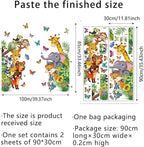 Jungle Animal Wall Decals, Cartoon Animal Sticker Safari Elephant Lion Monkey Wall Decals for Baby Room Playroom Bedroom Classroom Kindergarten Decor