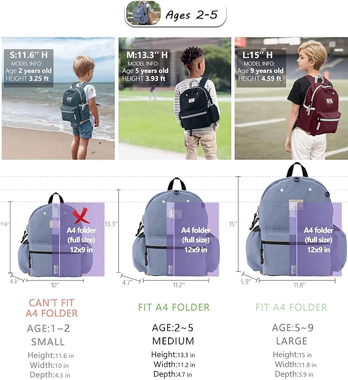 Toddler Backpack for Boys 2-5: Preschool Kindergarten Backpack - 13" Daycare Backpack Fit A4 Folder