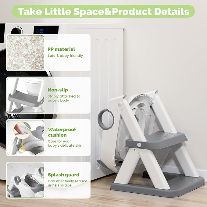 Toilet Seat, Potty Training Seat for Toddler, Upgraded 2-in-1 Potty Toilet Training for Boys and Girls,Waterproof Cushioned Mat with Non-slip Step Stool