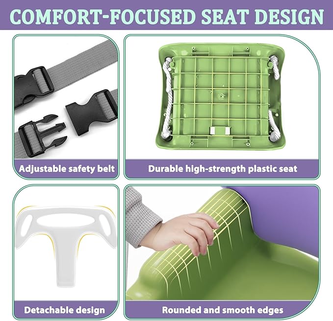 2 in 1 Toddler Swing & Baby Jumper, Foldable Baby Bouncer with Soft Cushion, Foldable Indoor & Outdoor Use, Easy to Install & Store Swing Sets for Backyard Play (Purple)