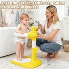 Baby Shower Stand Adjustable Toddler Shower Standing Support with Anti-Slip Base Infants Bath Support for 8-36 Months Portable Bath Helper (Duck)