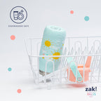 Zak Designs Harmony Kid Water Bottle for Travel or At Home, 14oz Stainless Steel is Leak-Proof and Vacuum Insulated (Dinosaur)