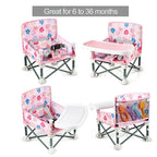 PandaEar Portable Baby Seat Travel| Compact Fold with Straps for Indoor/Outdoor Use| Great for Camping, Beach, Lawn |Toddlers, Kids, Boys, Girls (with Placemat, Pink)