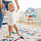 Car Portable Baby Play Mats for Baby 71" X 59" Playpen Mat Upgraded Thicker Babies Floor Play Mat Non-Slip Cushioned Crawling Mat Waterproof Activity Playmats for Babies Toddler Tummy Time(71X59)