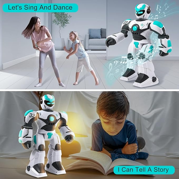 RC Robot Toy for Kids Remote Control Robot Toy, Smart Gesture Sensing Rechargeable & Programmable Robot Walking Dancing Singing Chirstmas Gift for 3-15 Years Old Boys Girls