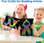 ZMLM Scratch Art Crafts Boys Gifts, 60 Rainbow Scratch Paper Art Gifts for 3 4 5 6 7 8 9 10 Years Old Girls and Boys Kids, Arts and Crafts for Kids 4-6 Birthday Toys and Games Activities Gift (Blue)