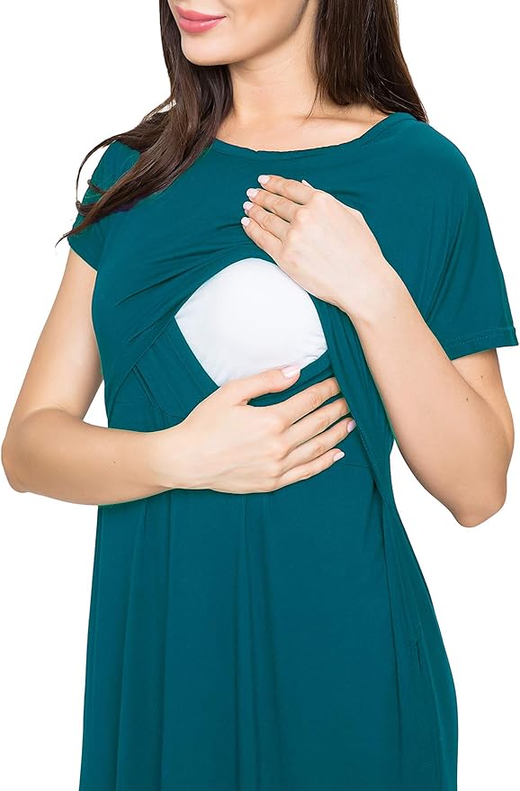 Smallshow Women's Maternity Nursing Dresses Split Long Dress for Breastfeeding