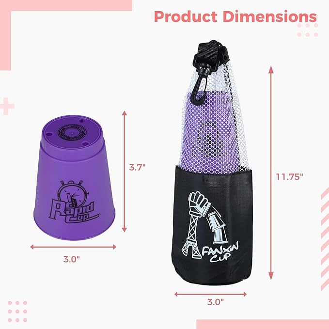 yeesport Sport Stacking Cups, 24pcs Sports Stacking Cups Sport Training Game for Challenge Competition Travel Party Gift for Kids and Adults (Purple & Red)