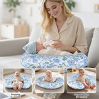 Nursing Pillow, Breastfeeding Pillow with Removable Cotton Cover, Baby Feeding Pillow for Mom Easier Breast Feeding and Bottle Feeding, Breastfeeding Support Cushion for Newborn (Flower)