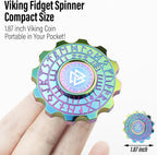 FREELOVE Metal Fidget Spinner, Viking Pirate Haptic Gyro, Heavy Stainless Steel Hand Spinning, Small Round Gear Fidget Block, Premium Bearing Silent Long Spinning for Adults Anxiety Cool, Rainbow