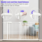 Narrow Baby Gate 24.02-29.13 Inch Wide Stairs Tension Pet Dog Gates Indoor for Doorways No Drilling Pressure Mounted Metal Pet Gates for Kids