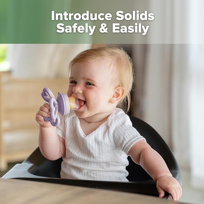 Haakaa Clover Baby Fruit Feeder Teether & Mini Freezer Nibble Tray – BPA-Free Silicone Breastmilk Popsicle Mold for Baby Teething Relief & Self-Feeding, 4M+ (Lavender)