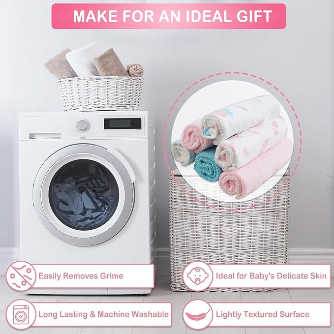 softan Baby Washcloths, 24Pack Baby Wash Cloths Extra Soft & Ultra Absorbent, Baby Towels Face Towel Unisex for Boys Girls Face & Body, Washclothes Gentle on Sensitive Skin, 9''x 9'' Strawberries