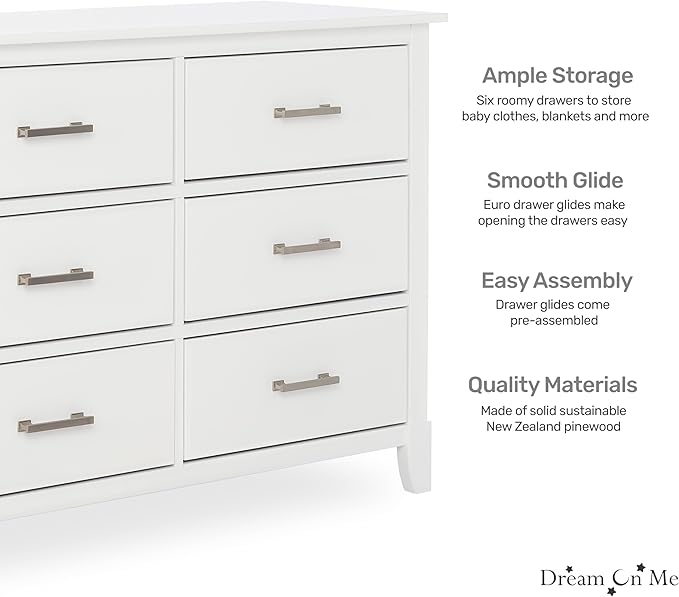 Dream On Me Cleo Double Dresser in White