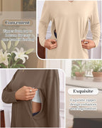 3 Pack Women's Oversize Nursing Shirts for Breastfeeding with Hidden Zippers Loose Fit Long Sleeve Maternity Tops