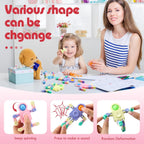 32 Pcs Funny Sensory Fidget Toys Robot Fidget Spinners Fidget Party Favors Robot Fingertip Toy DIY Transformable Chain for Teens Adults Stress Relief Birthday Gift (4 Colors,Elegant Style)