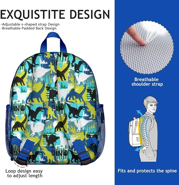 Toddler Backpack for Boys 3-8: Preschool Kindergarten Backpack - Cute Kids Backpacks for Boys-Dino