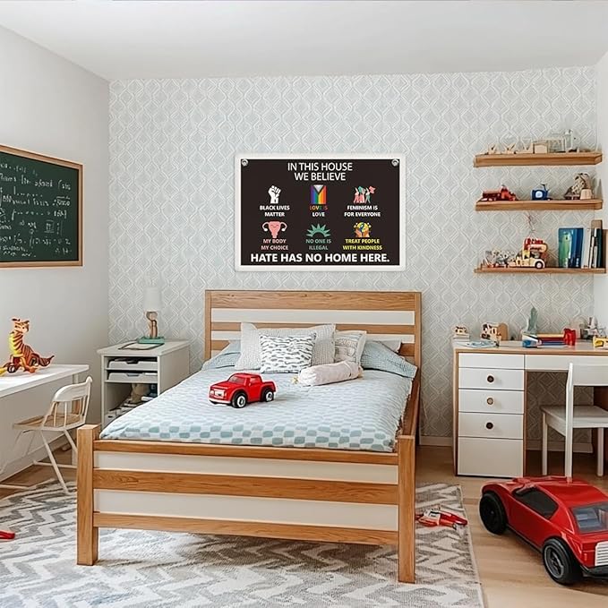 Pride Flag, Pride Banner, Love is Love Wall Decor, Feminist Gay Pride Lesbian LGBTQ Wall Hanging, Be Kind Banner Flag, Rainbow Wall Flag Home Living Room Decor, Banner for Room