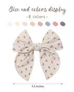 Doboi 8PCS Baby Girls Hair Clips Fable Hair Bows Cotton Linen Bows for Girls Hair Accessories for Baby Toddlers Kids （Includes Stamp Duty Hair Clip）