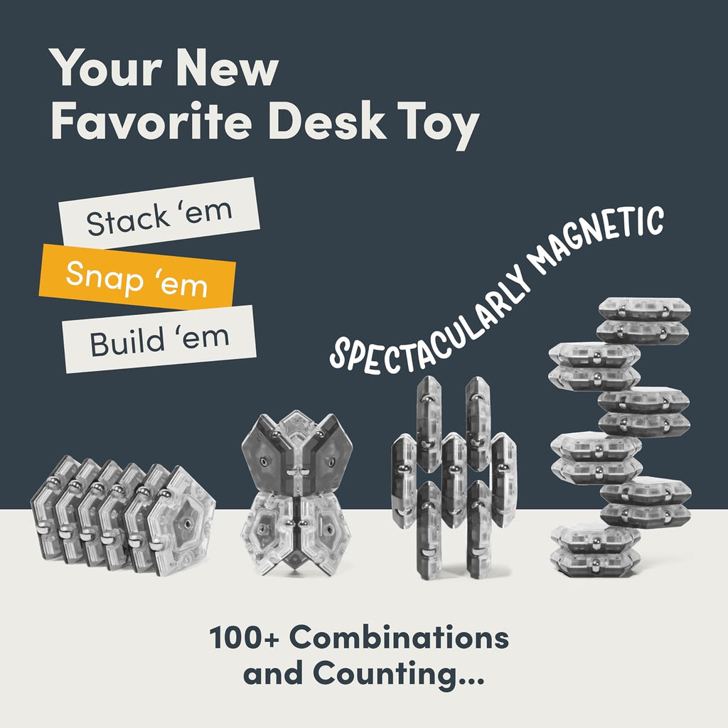 Speks Geode Sphere Magnetic Fidget Toy for Adults | Quiet Adult Sensory Toy for Stress Relief & Anxiety, Office Desk ADHD Tool, Stocking Stuffer & Top Gadget Gift Idea | Slate, 12-Piece Set