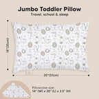 KeaBabies Toddler Pillow with Pillowcase, Jumbo 14X20 - Soft Organic Cotton Toddler Pillows for Sleeping - Machine Washable - Perfect for Travel, Toddler Bed Set (KeaSafari)