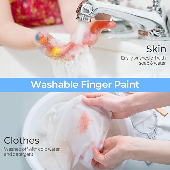 Nicpro 12 Colors Washable Finger Paint Set for Toddlers (2 oz), Non-Toxic & Baby Safe Paint for Hand and Feet, Mess Free Finger Painting Art Supplies for Kids Age 1-3 4 5 6+, Preschool Learning Gifts