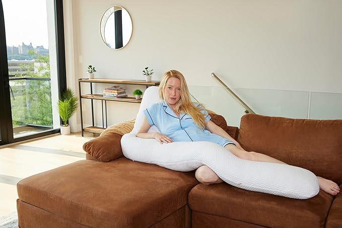 Eli & Elm Ultra Comfort Memory Foam Pregnancy Body Pillow, Unparalleled Comfort for Mom and The Bump with Unique Ergonomic Design