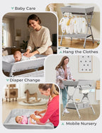 Baby Changing Table, Folding Changing Table with Heating Function, Waterproof Diaper Changing Station with Adjustable Height, 2 Drawers, Portable Baby Changing Station for Infant, Nursery, Newborn