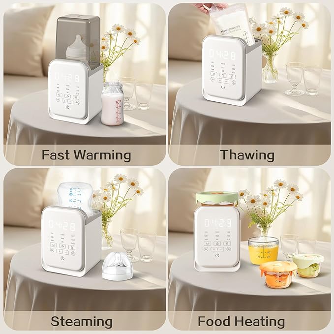 Bottle Warmer, 10-in-1 Fast Baby Bottle Warmer for Breastmilk & Formula, Baby Milk Warmer with Smart Temp Control and Night Light, Bottle Warmers for All Bottles