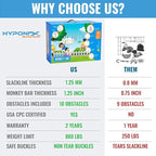 Ninja Warrior Obstacle Course for Kids – 2 x 50 ft Slacklines with 10 Weatherproof Obstacles – Monkey Net, Ratchet-Tight Technology, Supports Up to 880 lbs – Climbing & Swinging Equipment