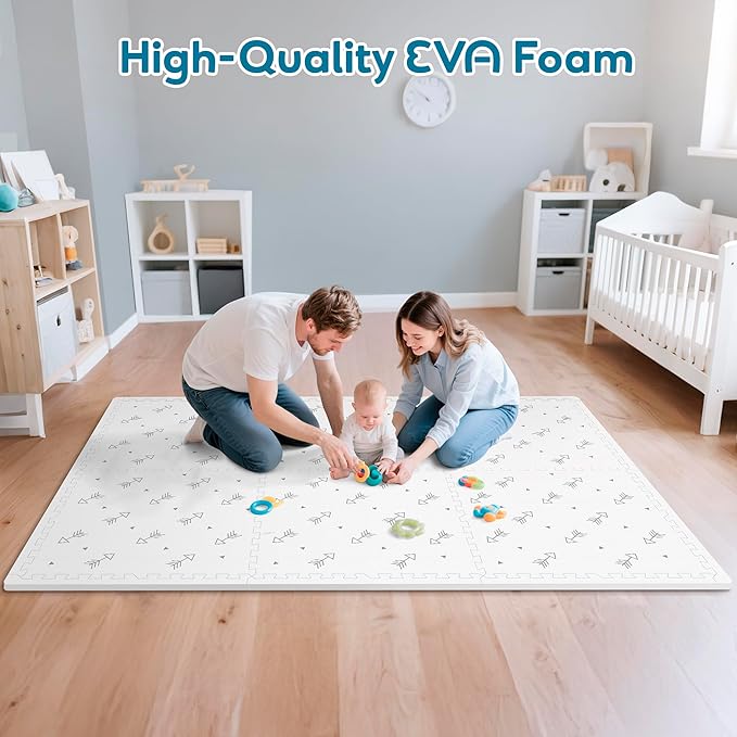 Baby Foam Play Mat-72”x 48” Baby Playmat,6-Piece Interlocking Foam Floor Tiles,Puzzle Mat for Infants and Toddlers,Waterproof Crawling Mat,Non Toxic Play Mat for Baby Tummy Time Mat(Arrow)