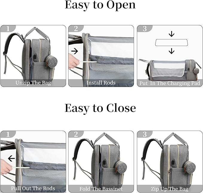 Baby Diaper Bag Backpack, Large Baby Diaper Bags for Boys Girls, Baby Bag with USB Charging Port, Multifunction Waterproof Travel Bag for Moms Dads