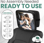 Leo and Ella - Baby Car Mirror - Extra Large & Ultra Clear Infant View, Crash Tested Shatterproof Design w/ 360° Adjustable Mount, Premium Car Mirror For Baby