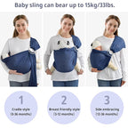 Water Ring Sling Baby Carrier, Adjustable Lightweight Breathable Newborn Carrier Sling for Summer, Swimming, Pool, Beach, Front Chest Mesh Infant Wrap Carrier for Baby Gift (Dark Blue)