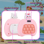 Quick Push Console Game, Pop Game Light up Fidget Toy, Handheld Puzzle Game Fast Push Bubble Game with Game Clearance Screen for Kids Teens Adults (Kitty)