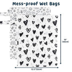 Tiny Twinkle Mess-Proof Waterproof Wet Dry Bag | 2-Pack Reusable Wet Bags for Swimsuits & Baby Clothes | Leakproof Wet Bag for Travel & Diaper Changes for Baby (Black, White)