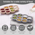Silicone Baby Food Freezer Tray 2Pack Perfect Food Storage Containers for Homemade Baby Food, Fruit Purees, Breastmilk, Vegetable (Grey + Tan)